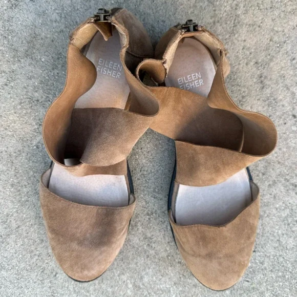 Eileen Fisher suede sandals carver criss cross preloved size 8.5 - Picture 3 of 8